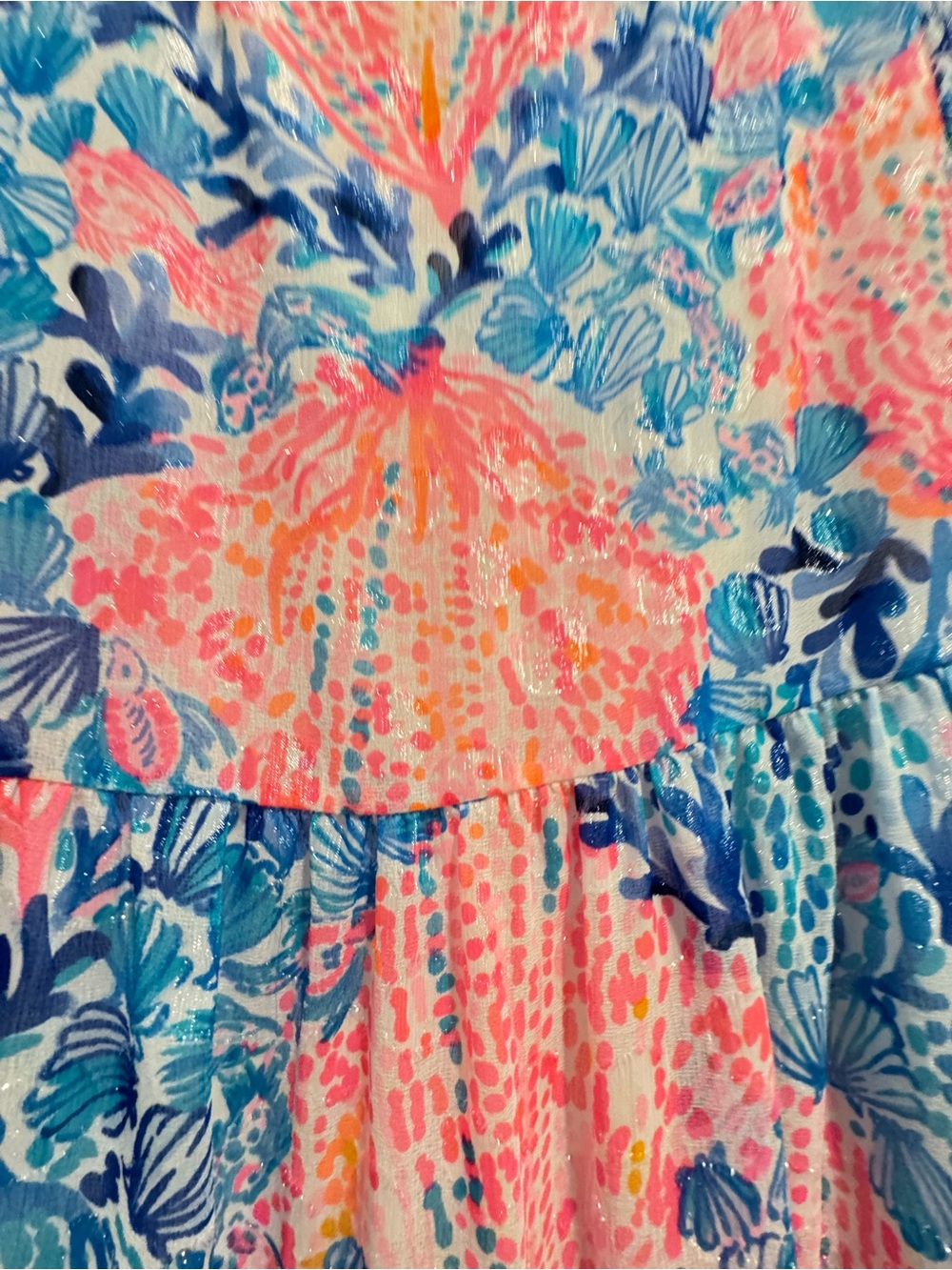 NWOT Lilly Pulitzer Sz 4 Sarita Silk Metallic Swing Dress Resort Sway With Me - Picture 7 of 9
